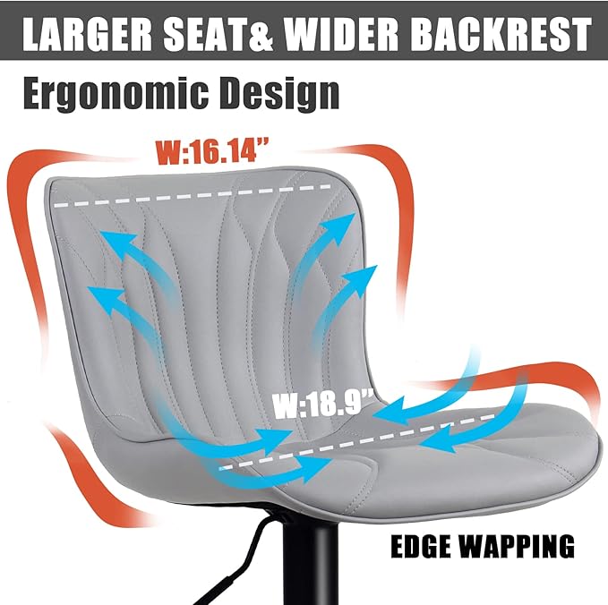 YOUNIKE Grey Bar Stools Set of 6 Modern Swivel Counter Height Bar Chair - Image 3