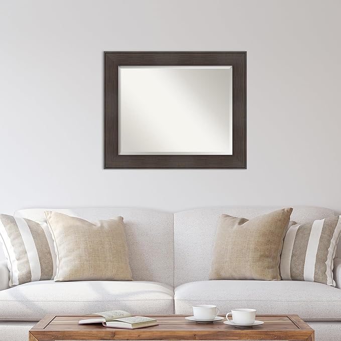 Amanti Art Brown Wall Mirror 28x34 William Rustic Woodgrain Rectangle Bathroom - Image 5