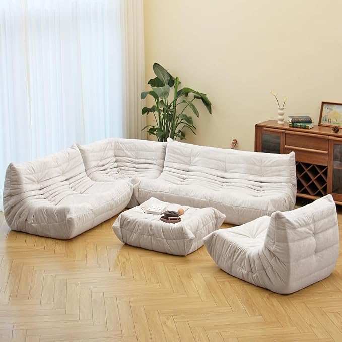 N&V Soft Premium Chenille Floor Lounge Chair, Mid Century Armless Floor Sofa - Image 5