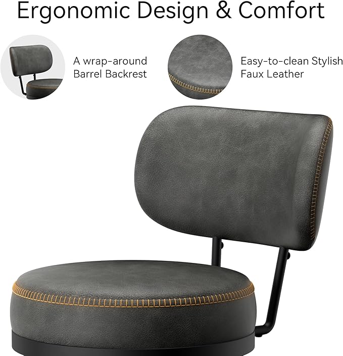 Counter Height Bar Stools, Faux Leather Kitchen Counter Stools - Image 3