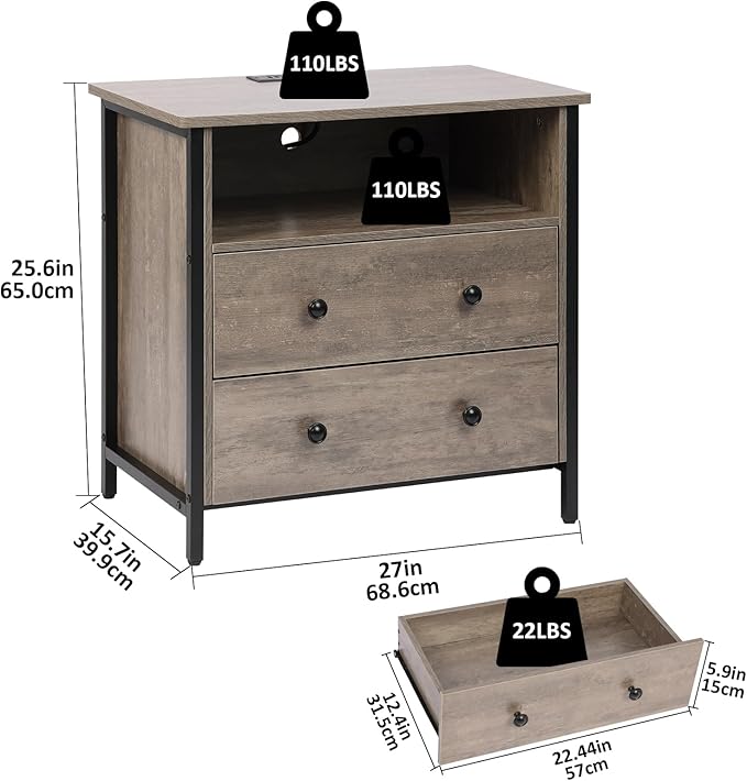 27 Inch Wide Night Stand, Large Wood Night Stand - Image 3