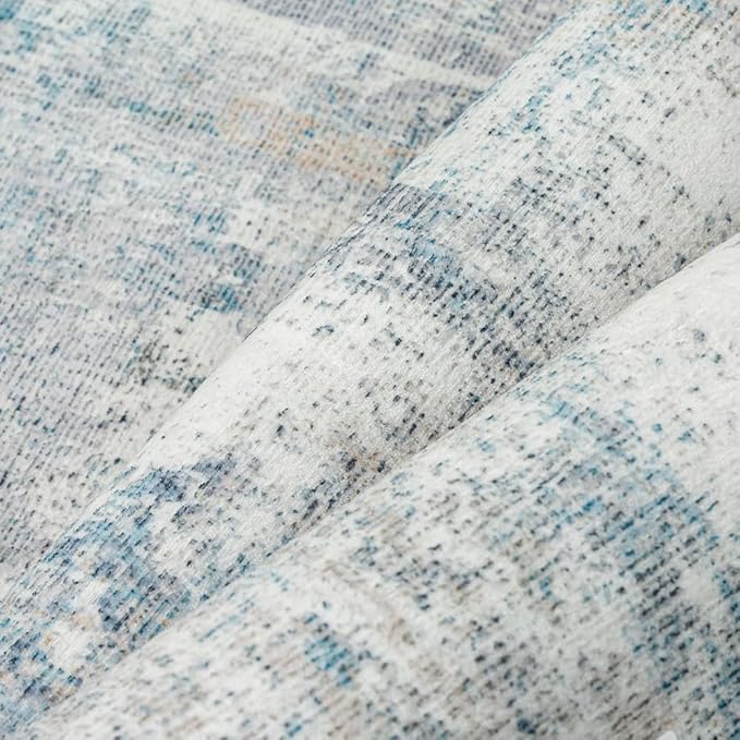 8x10 Washable Area Rug Blue Cream Modern Neutral Abstract Living Room Bedroom - Image 9