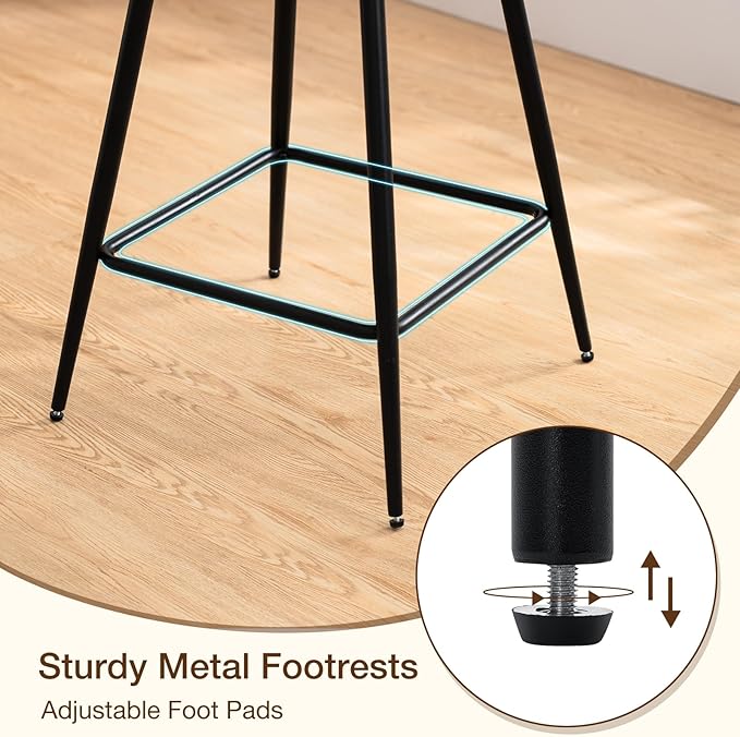 HOMMPA Counter Height Swivel Bar Stools Set of 2 Boucle Barstools 26'' - Image 5