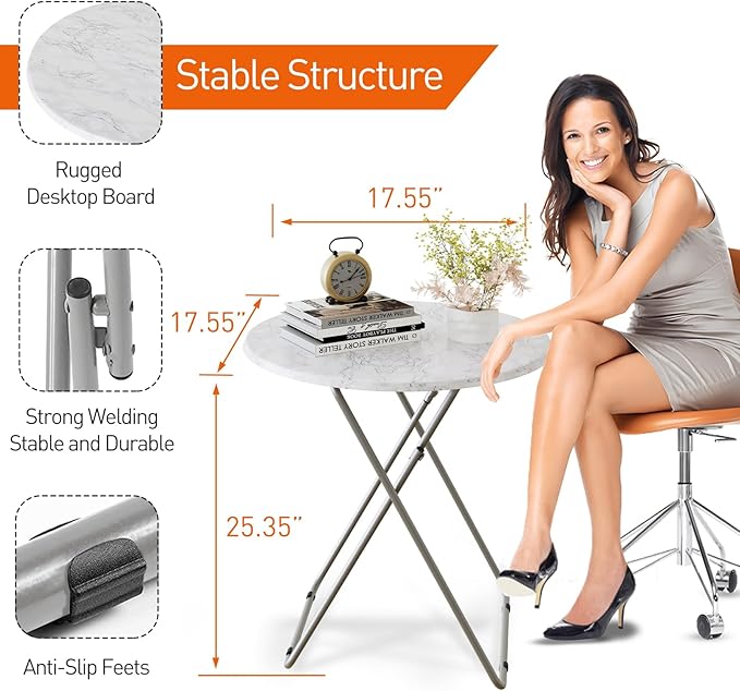 TV Tray Table, Round Folding Table, Foldable Snack Tray - Image 4