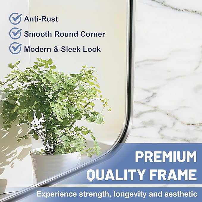24x36 Inch Silver Bathroom Mirror - Image 5