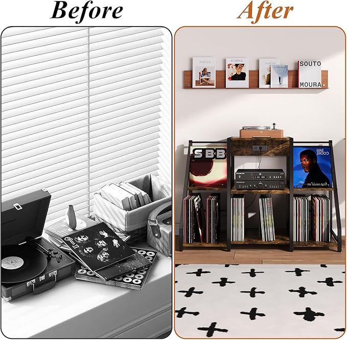 Large Record Player Stand Vintage Record Stand-Large Vintage Record Player Table - Image 5