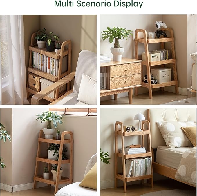 100% Solid Oak 3 Tier Ladder Shelf, Small Bookshelf, Ladder Bookshelf, Bookcase - Image 7