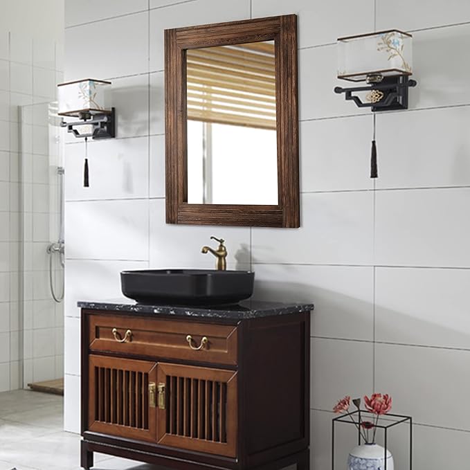 YOSHOOT Hand-Made Wooden Spliced Wall Mirror - Image 4