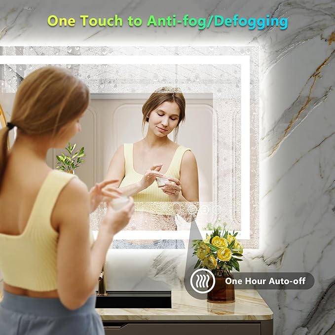 44x32 Inch RGB LED Bathroom Mirror Front Light and RGB Backlit Lighted Vanity - Image 5