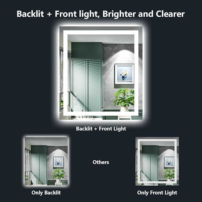 28x32 Inch LED Bathroom Mirror - Image 3