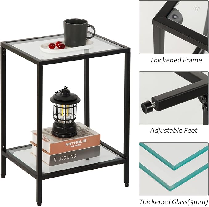 Modern 2-Tier Tempered Glass End Table - Image 7