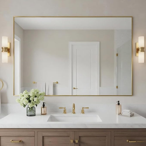 27x40 Inch Brass Bathroom Mirror by Bonverre