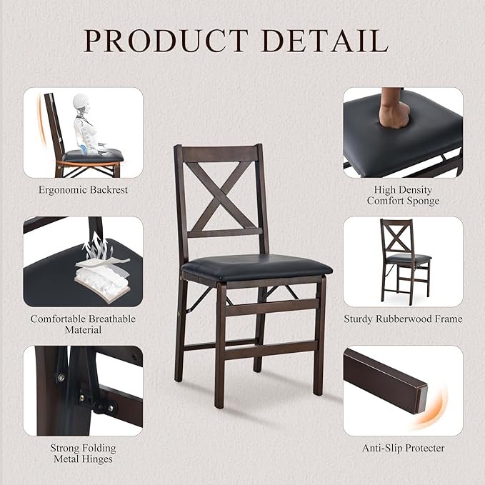 COLAMY Folding Dining Chairs Set of 4, Foldable Chairs - Image 4