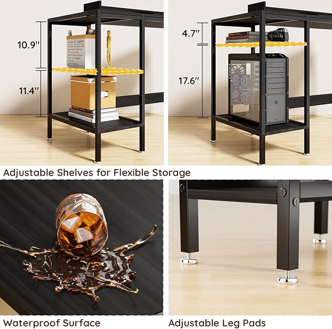 Computer Desk Gaming Desk with Monitor Stand, Home Office Desk Suitable - Image 4