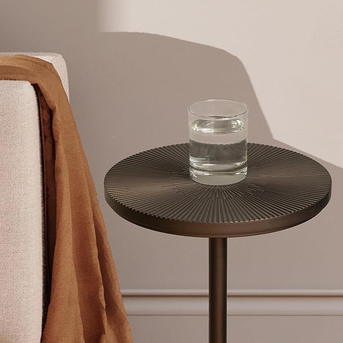 Drink Table, Carved Table Top Martini Table, Small Side Table, Weighted Base - Image 7
