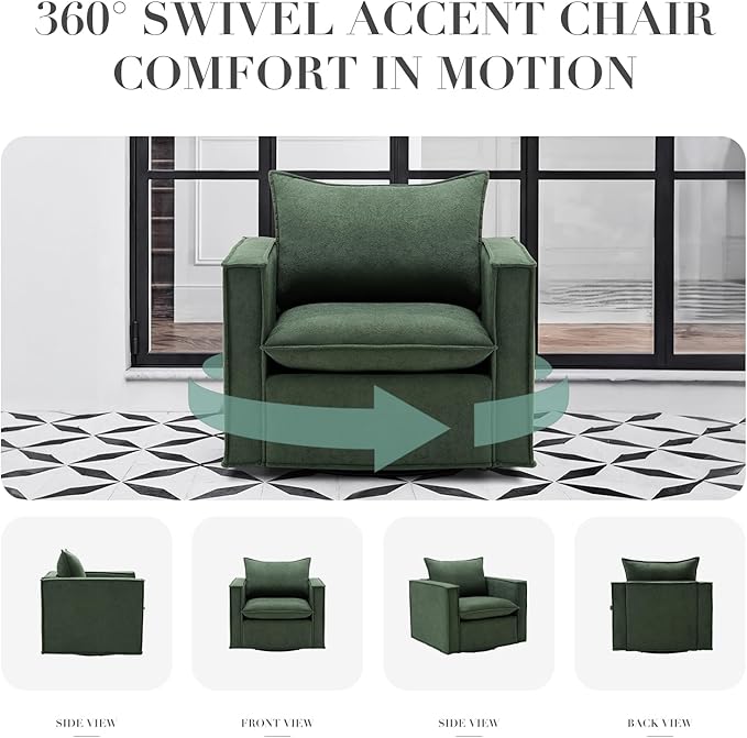 COLAMY Swivel Accent Chair Set of 2, 34 Inches Wide Upholstered Arm Chair - Image 6