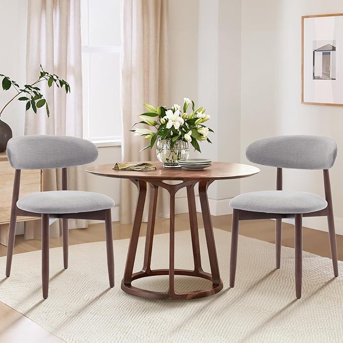 COLAMY Wooden Dining Chairs Set of 6, Modern Fabric Upholstered Kitchen Side - Image 7