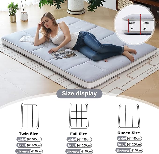 Tiita Memory Foam Mattress Topper Twin Size, Portable Roll Up Travel Car - Image 4