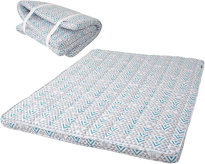 EMOOR Japanese Padded Futon Mattress Machi King Triangle-Gray, Gusset Foldable by EMOOR