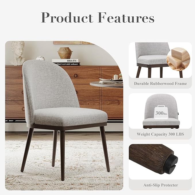 COLAMY Upholstered Dining Chairs Set of 2, Large Dining Room Kitchen Chairs - Image 4