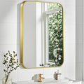Matte Gold Mirror, 24x32 Inch Brushed Gold Mirror, Aluminum Alloy Framed Vanity by CLBA