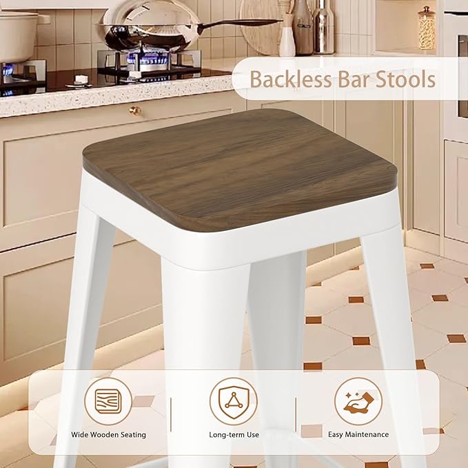 26 inch Backless Bar Stools Set of 4, Indoor Metal Bar Stools - Image 5