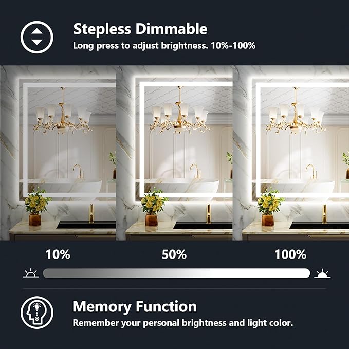 51x40 Inch LED Bathroom Mirror - Image 3
