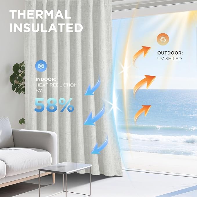 Joydeco polyester Curtains 96 inch Length 2 Panels Set Burg 100% Blackout Long - Image 4