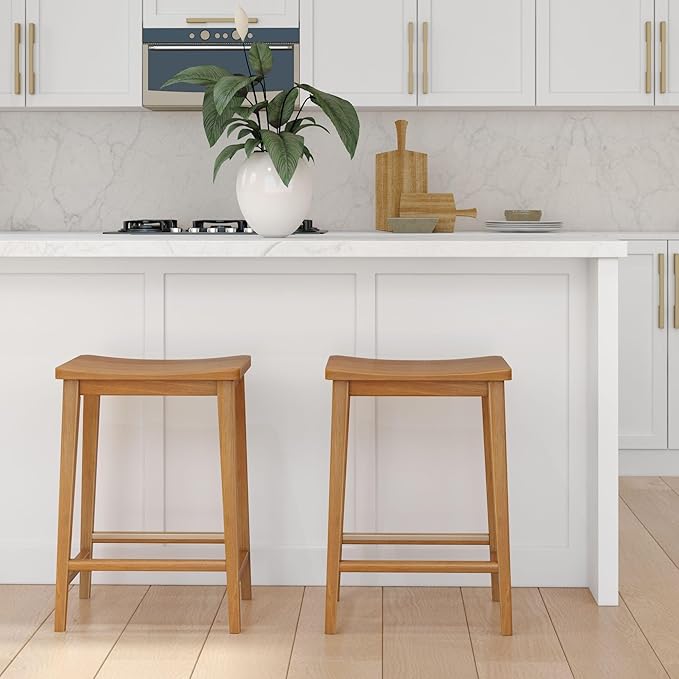 Plank+Beam Smythe Counter Stool, Sturdy Wood Modern Kitchen Counter Height Stool - Image 8
