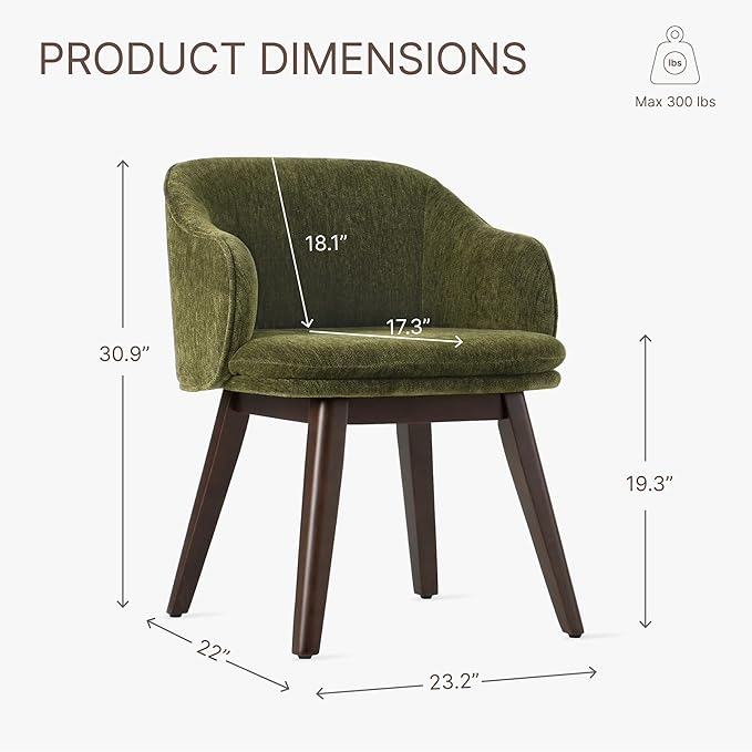 Wooden Dining Chairs Set of 4, Fabric Upholstered Modern Dining Room Chairs - Image 2