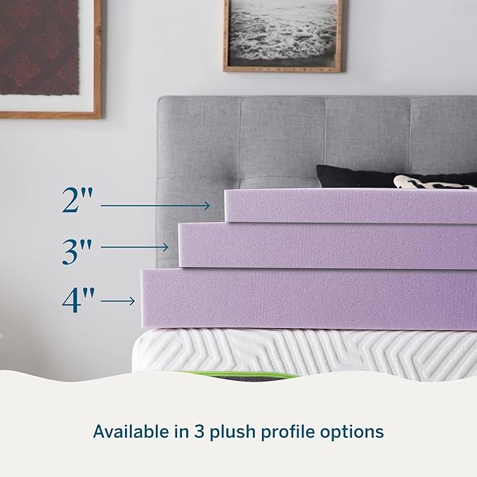 Lucid 4 Inch Lavender Infused Memory Foam Mattress Topper - Image 3