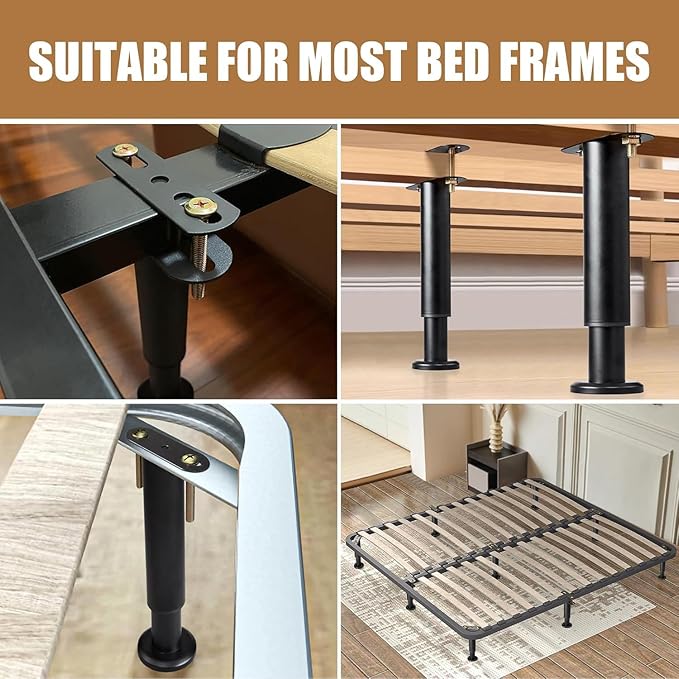 4 Pcs Adjustable Bed Frame Center Support Legs, Heavy Duty Cold Rolled Steel - Image 7