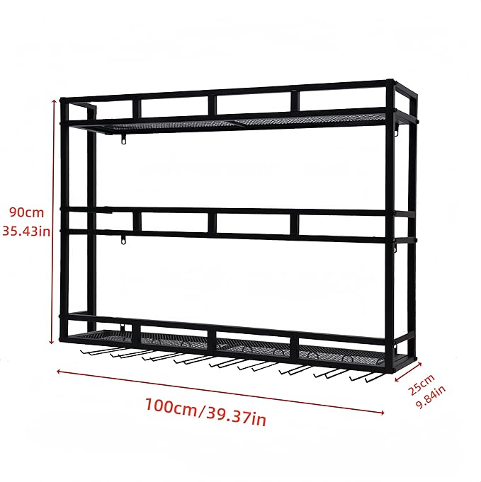 39 Inch Metal Wine Rack Wall Mounted, Bar Shelves - Image 2