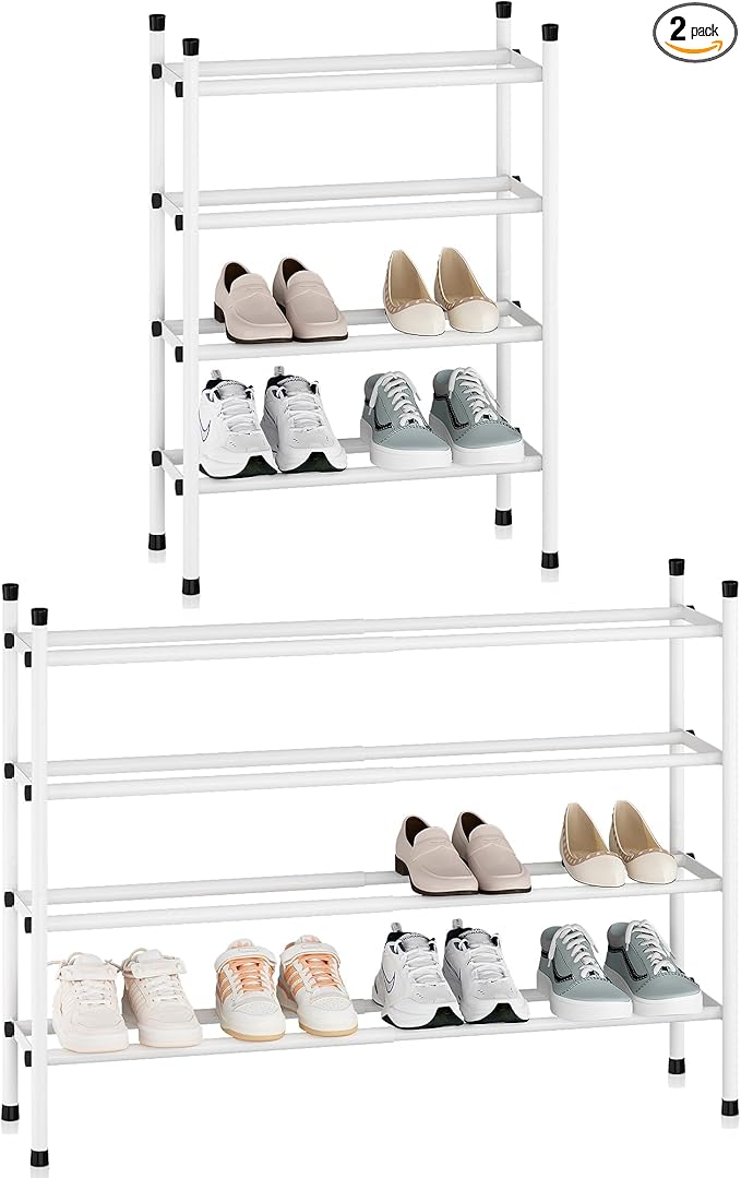 STORAGE MANIAC Expandable Shoe Rack, 16 Pairs Stackable Small Shoe Rack by STORAGEMANIAC