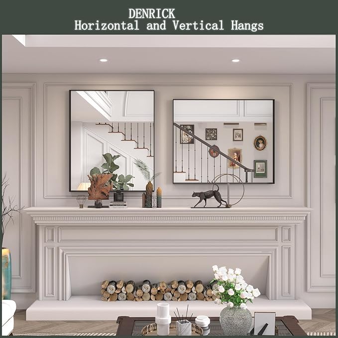 DENRICK 30X36 Inch Black Metal Framed Bathroom Mirror - Image 8