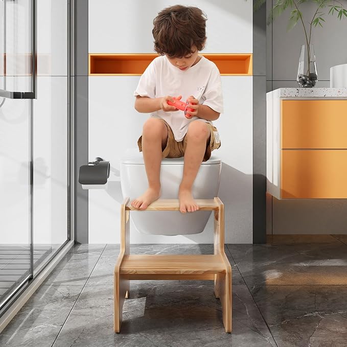 Wooden Step Stool for Kids, Supports 300 lbs Kids Toddler Stepping Stool - Image 4