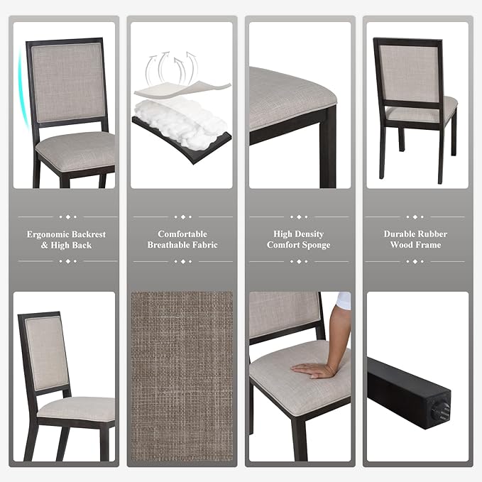 COLAMY Upholstered Dining Chairs Set of 4, Mid Century Modern Dining Room Chairs - Image 4