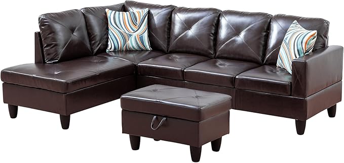 Osparple L Shaped Couch Faux Leather Sectional Couches - Image 3