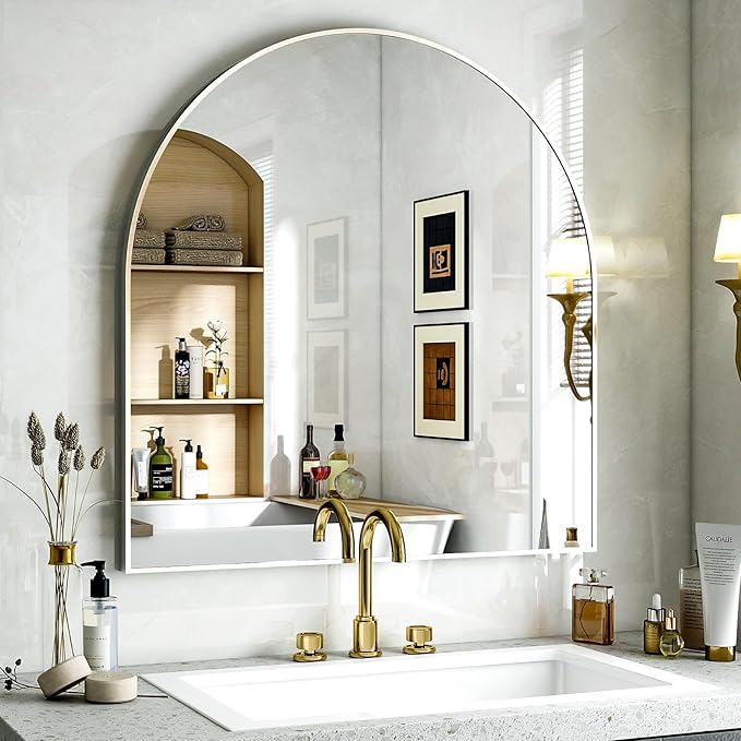 Arched Bathroom Mirror, 32x34 Inch - Image 3