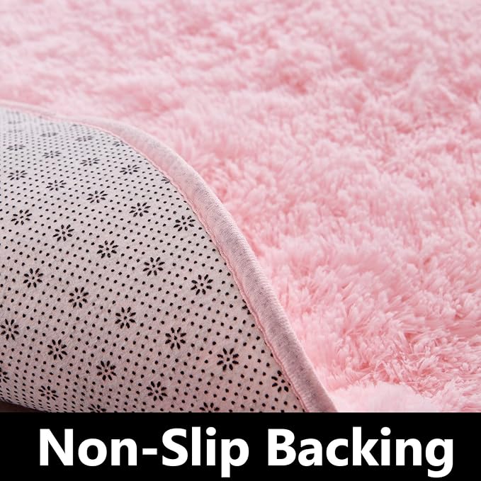 FJZFING Pink Round Rug Ultra-Soft Plush Modern 5x5 Circle Area Rug - Image 5