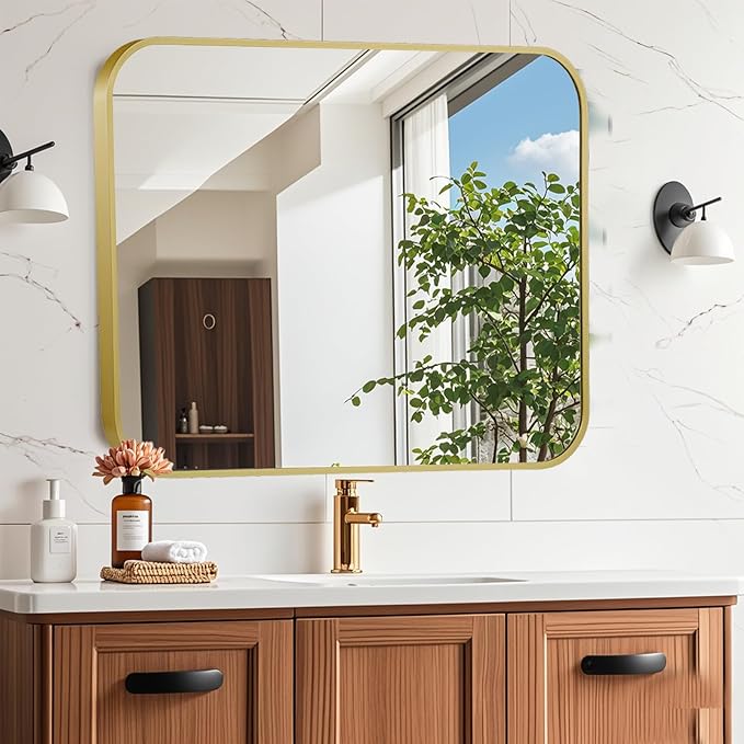 24x36 Inch Gold Mirror, Framed Rectangle Mirror - Image 7