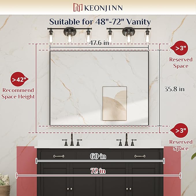 Keonjinn Gold Bathroom Mirror 48” x 36” Brushed Gold Metal Framed Mirror - Image 5