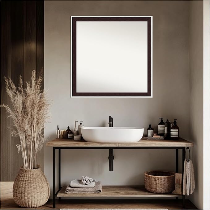 Amanti Art Bathroom Mirror for Over Sink, 29x29 Maya Espresso Silver Square - Image 5
