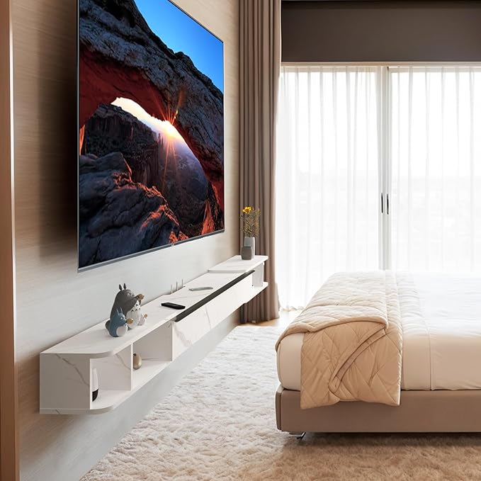 Pmnianhua Retractable Length Floating TV Stand, Minimalist Floating TV Shelf - Image 2