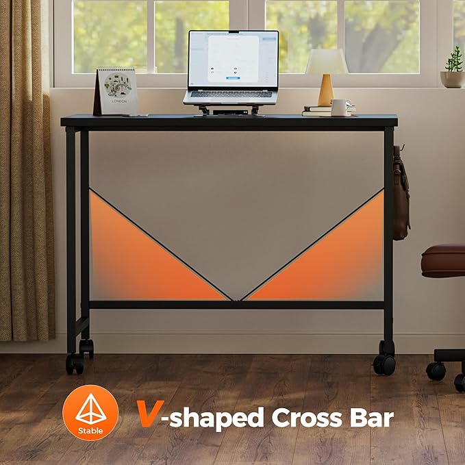 Rolling Computer Desk with Wheels, Gaming Desk - Image 7
