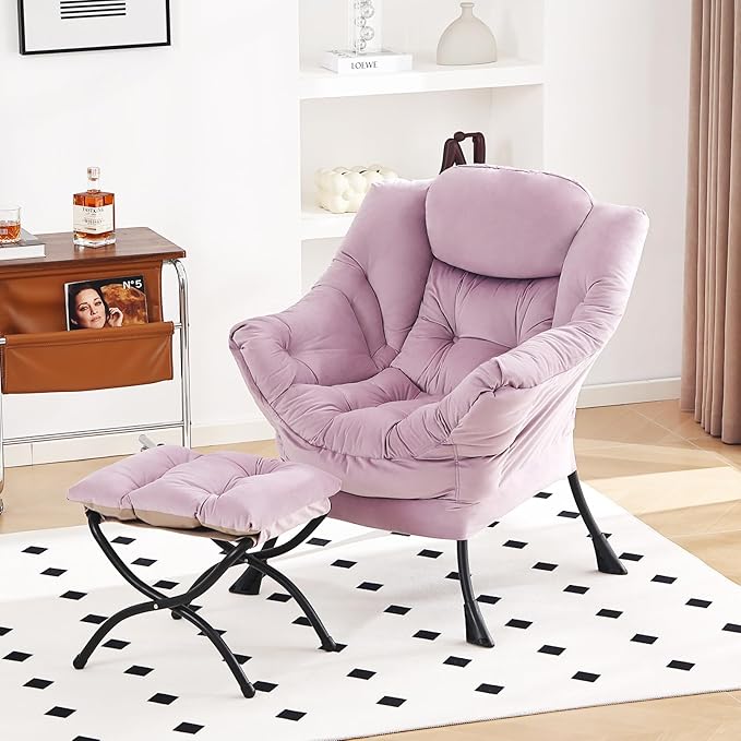 Lazy Chair with Ottoman, Modern Chair with Folding Footrest, Lounge Accent Chair - Image 7