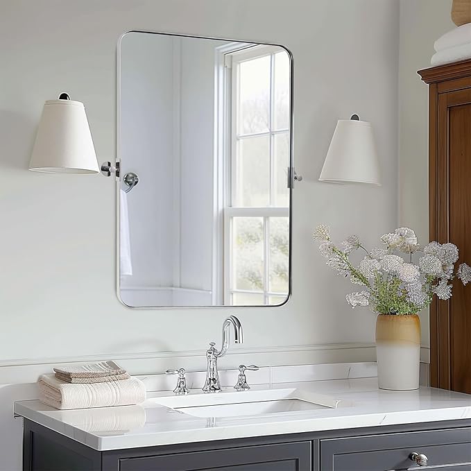 MOON MIRROR Polished Chrome Pivot Mirror - Image 6