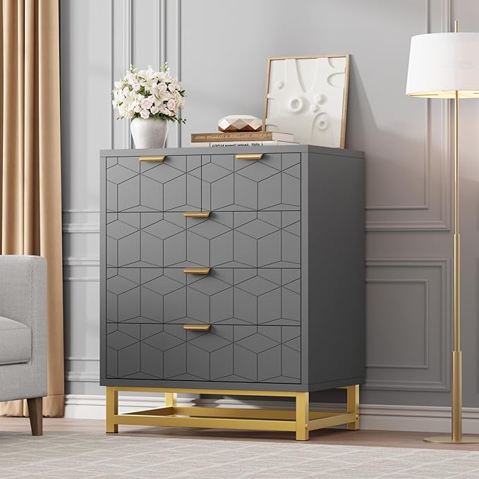 GAOMON Grey 5 Drawer Dresser for Bedroom, Chest of Drawers by GAOMON
