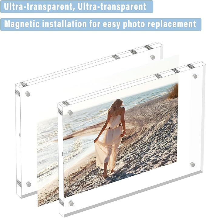 HELPLEX 5 Pack 8.5x11 Acrylic Picture Frames, 24mm Thicker Frameless Clear - Image 3
