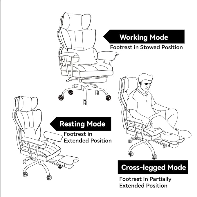 Efomao Desk Office Chair 400LBS, Big and Tall Office Chair, PU Leather Computer - Image 4